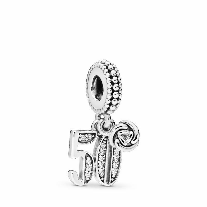 Pandora 50 Years Of Love Dangle Charm - Sterling Silver/Cubic Zirconia - Canada | PN4558PX